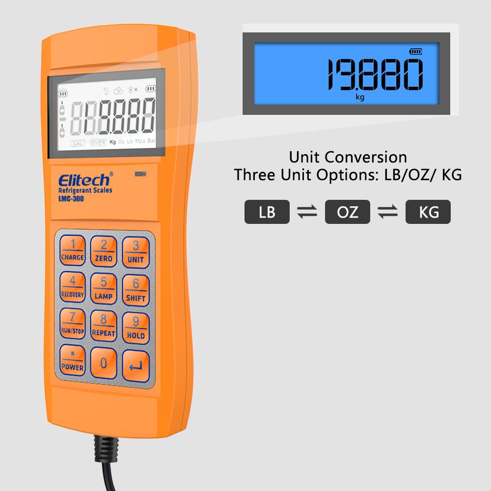 Elitech LMC-300 HVAC Refrigerant Charging Scale with Solenoid 220 Lbs