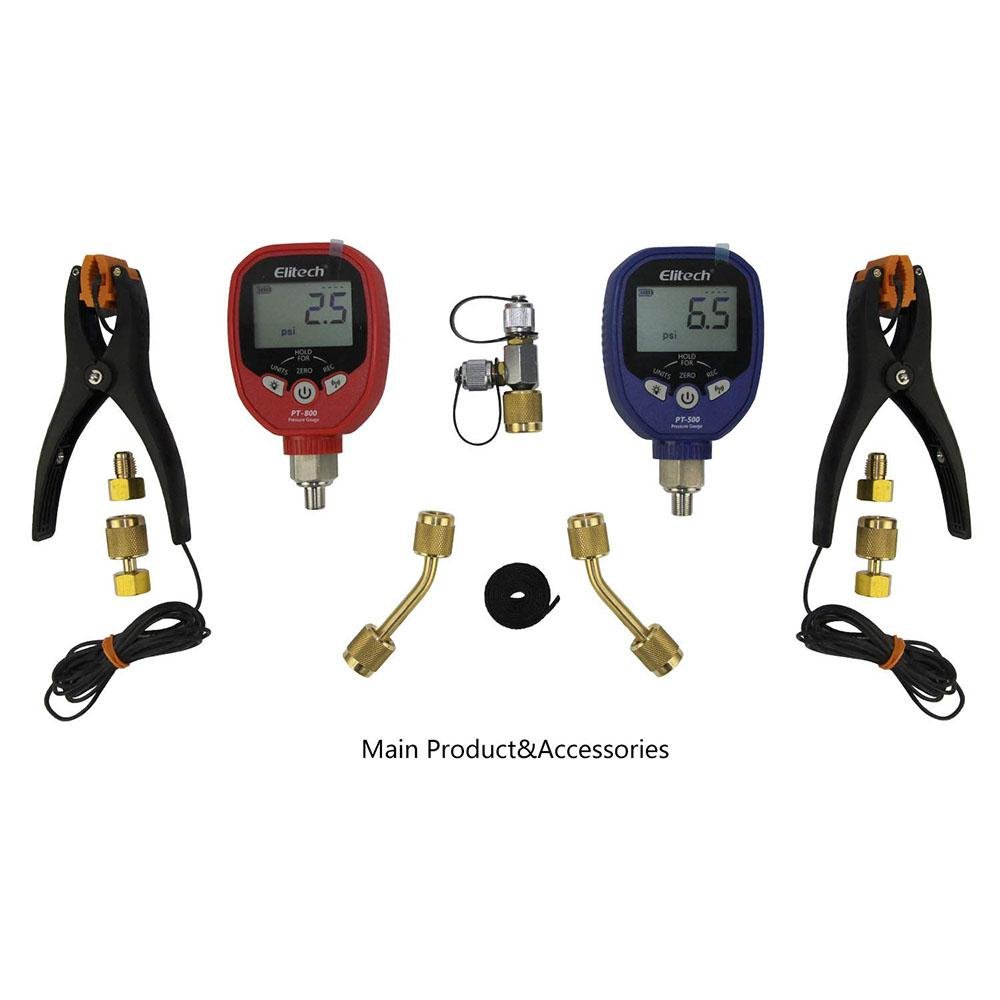 Elitech PT-500&PT-800 Wireless HVAC Digital Manifold Gauge with 59'' Charging Hoses