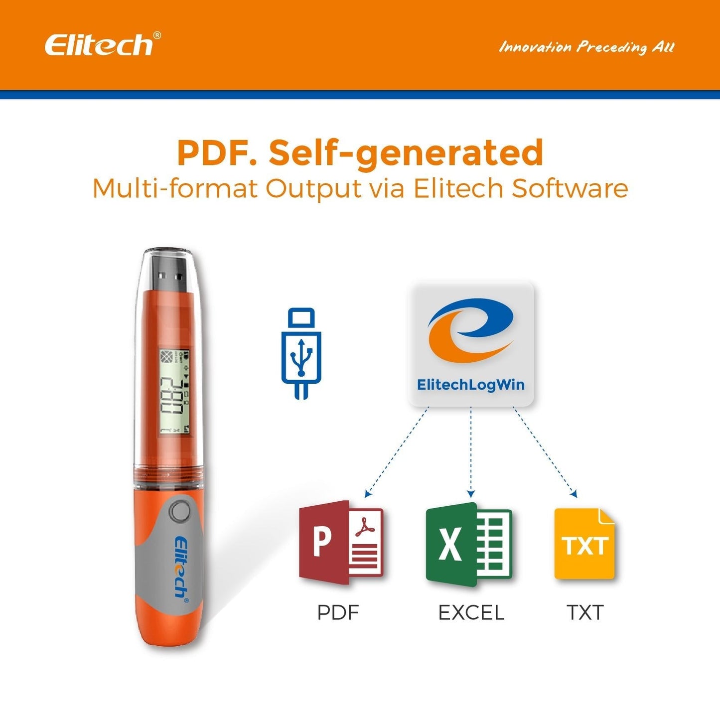 Elitech RC-51H USB Temperature and Humidity Data Logger Pen-styled Auto PDF 32000 Points