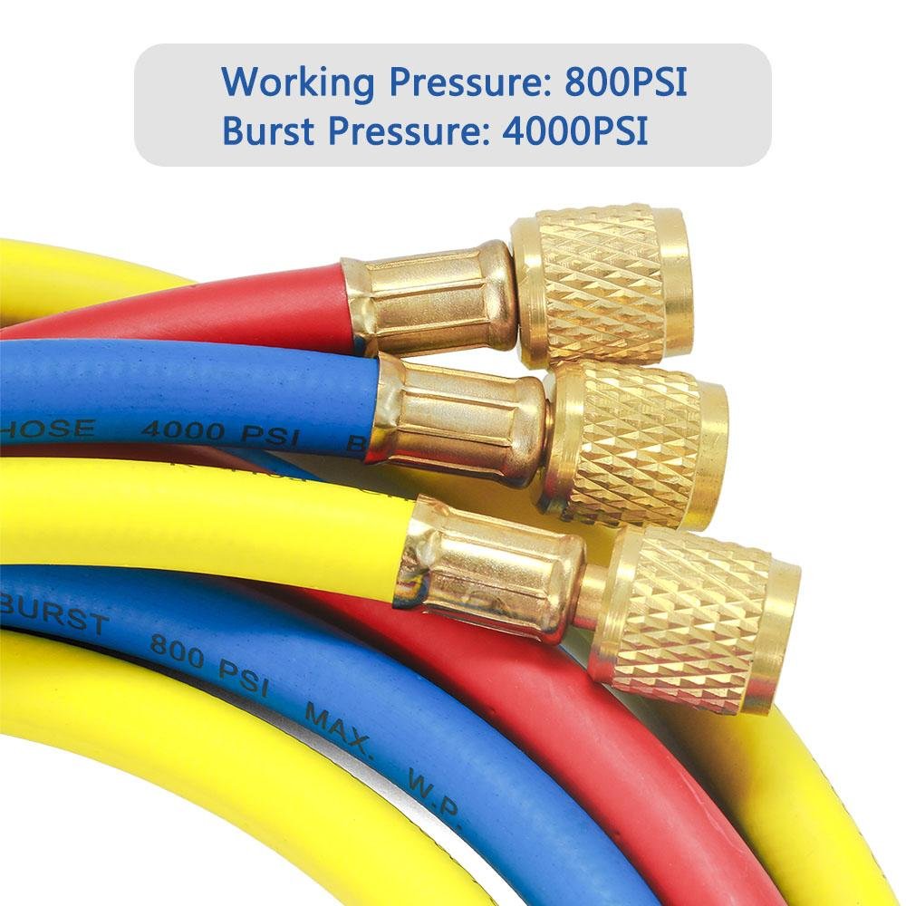 Elitech Refrigerant Charging Hoses Set, 1/4''Fitting