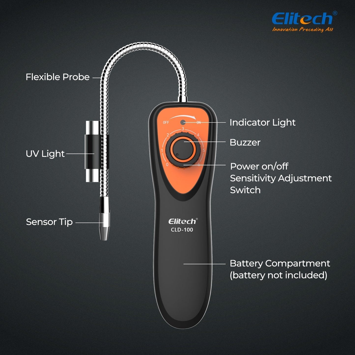 Elitech Refrigerant Leak Detector, CLD-100 Freon Leak Detector Car HVAC Halogen Refrigerant Leak Detector CFCs HCFCs HFCs