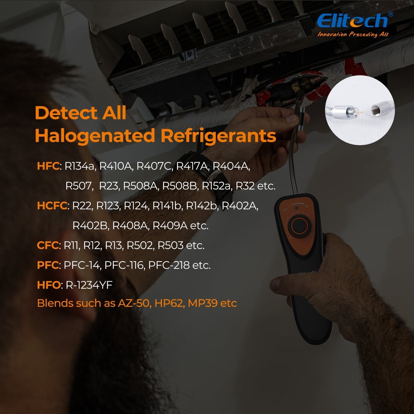 Elitech Refrigerant Leak Detector, CLD-100 Freon Leak Detector Car HVAC Halogen Refrigerant Leak Detector CFCs HCFCs HFCs