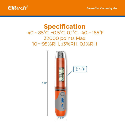 Elitech RC-51H USB Temperature and Humidity Data Logger Pen-styled Auto PDF  32000 Points