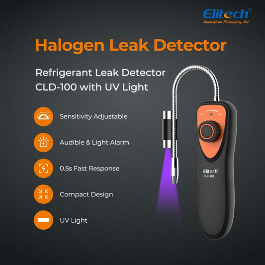 Elitech Refrigerant Leak Detector, CLD-100 Freon Leak Detector Car HVAC Halogen Refrigerant Leak Detector CFCs HCFCs HFCs